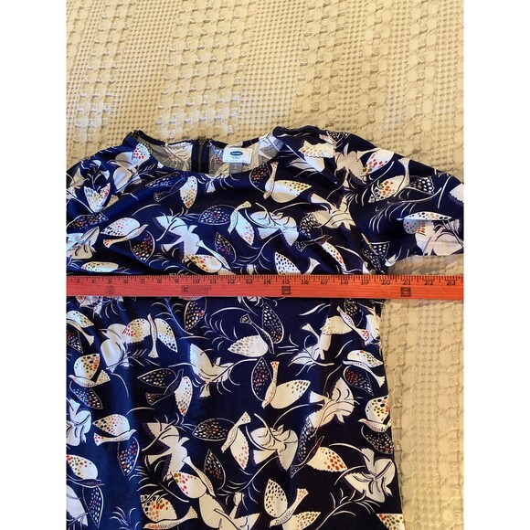 Old Navy Tunic Top or Mini Dress Size Large Navy w/White Birds Zipper Back Comfy - Picture 9 of 11